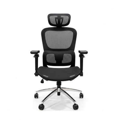 Aerovith Ergonomic Mesh Office Chair Black Front View Professional Workspace