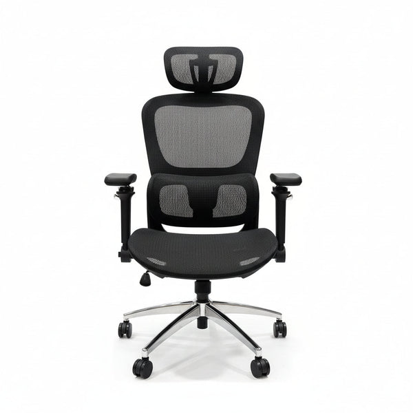 Aerovith Ergonomic Mesh Office Chair Black Front View Professional Workspace