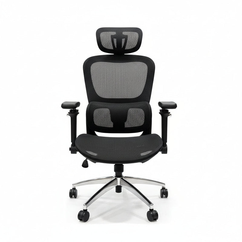 Aerovith Ergonomic Mesh Office Chair Black Front View Professional Workspace