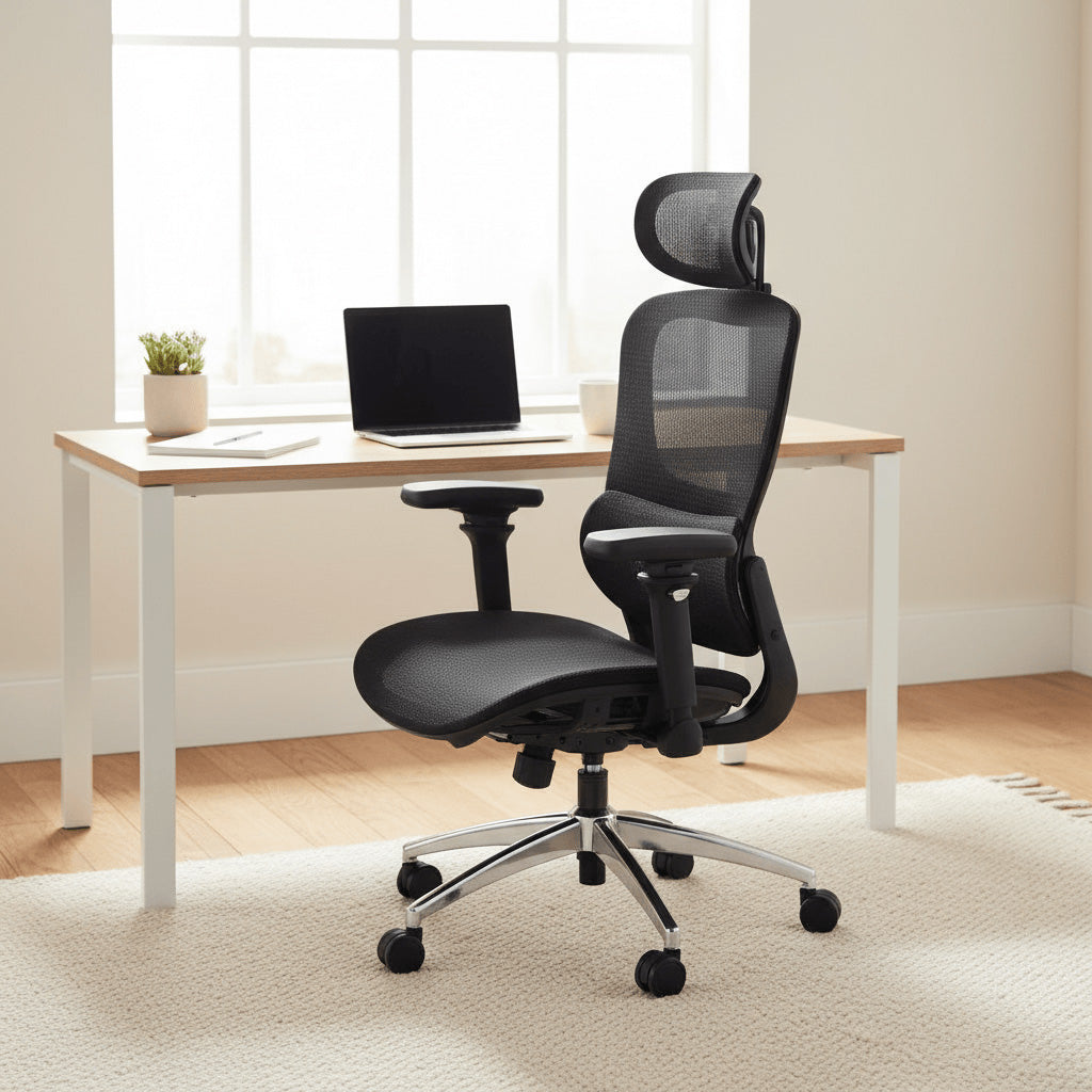 Aerovith Ergonomic Mesh Office Chair Black Modern Minimalist Home Office Setup