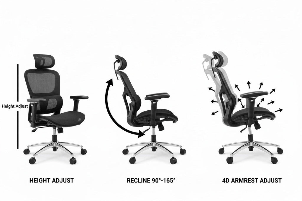 Aerovith Ergonomic Mesh Office Chair 150 Degree Recline Angle 4 Locking Positions Relaxation