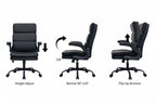 Casual Black Leather Office Chair Tilt Backrest Relaxation Mode