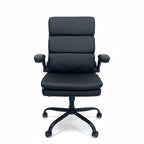 Casual Black Leather Office Chair Front View Professional Workspace