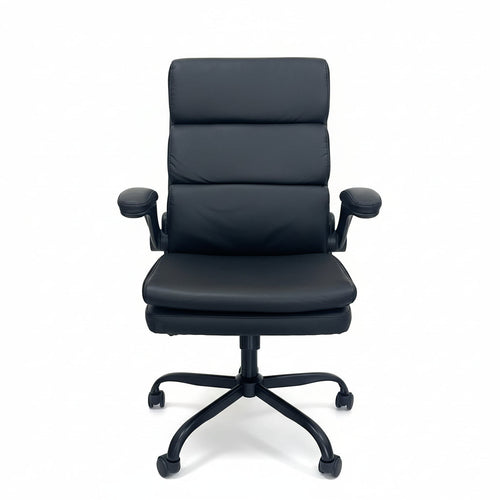 Casual Black Leather Office Chair Front View Professional Workspace