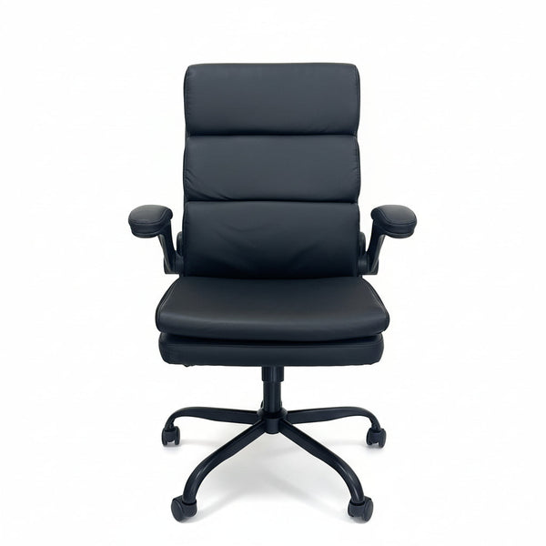Casual Black Leather Office Chair Front View Professional Workspace