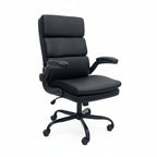 Casual Black Leather Office Chair 45 Degree Angle Executive Desk