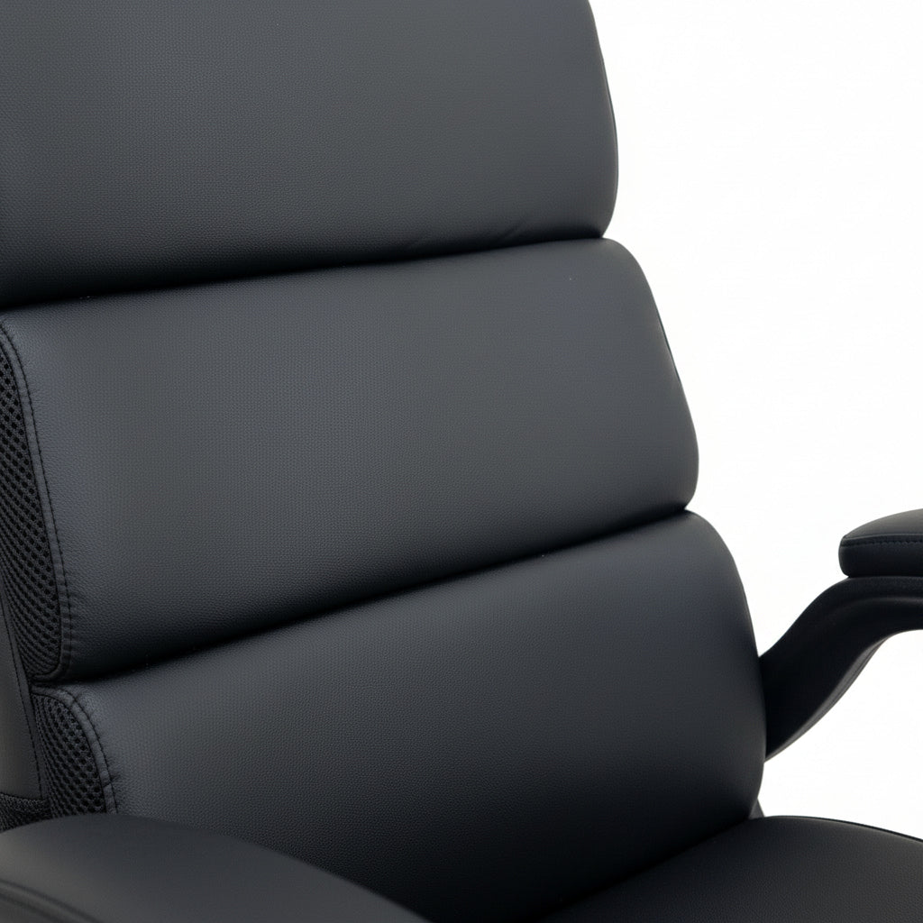 Casual Black Leather Office Chair Double Layer Foam Backrest