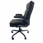 Casual Black Leather Office Chair Side Profile Double Layer Foam
