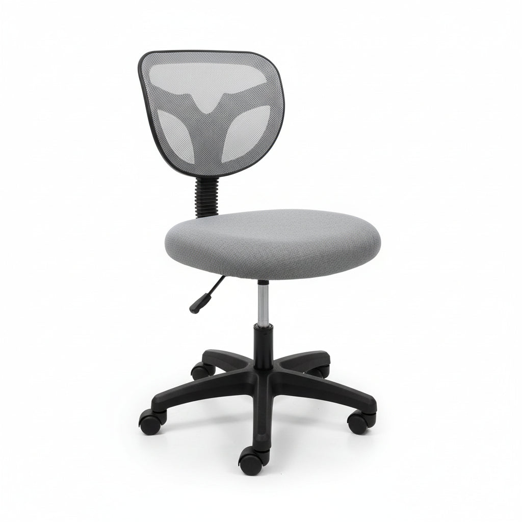 Compact Armless Mesh Office Chair Grey 45 Degree Angle Home Office