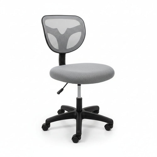 Compact Armless Mesh Office Chair Grey 45 Degree Angle Home Office