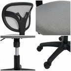Compact Armless Mesh Office Chair 28cm Radius Plastic Base PU Casters