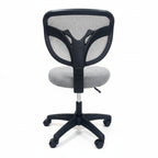 Compact Armless Mesh Office Chair Grey Back View Small Desk