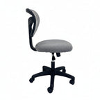 Compact Armless Mesh Office Chair Grey Side Profile Space Saving