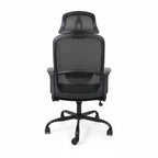 Ergonomic Black Mesh Office Chair Backj Side Profile Fixed Armrests