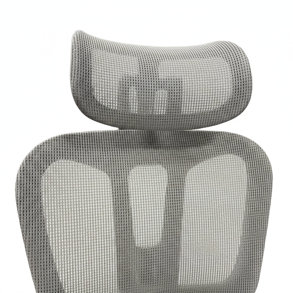 Ergonomic Grey Mesh Office Chair Adjustable Headrest Neck Support