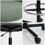 Extra Wide Swivel Bar Chair Black Metal 5-Star Base PU Casters