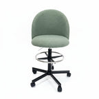 Extra Wide Swivel Bar Chair Mint Green Fabric Front View High Desk
