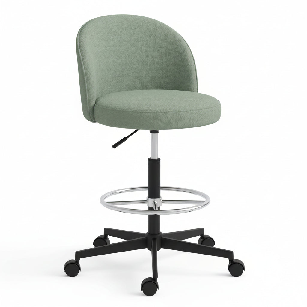 Extra Wide Swivel Bar Chair Mint Green 45 Degree Angle Standing Desk