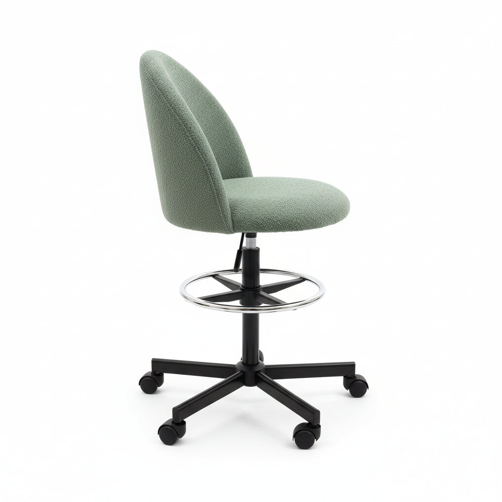 Extra Wide Swivel Bar Chair Mint Green Side Profile Armless Design
