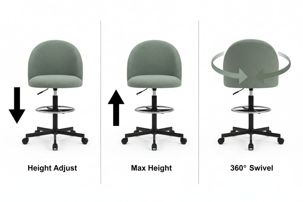 Extra Wide Swivel Bar Chair SGS-Certified Gas Lift 24cm Adjustment