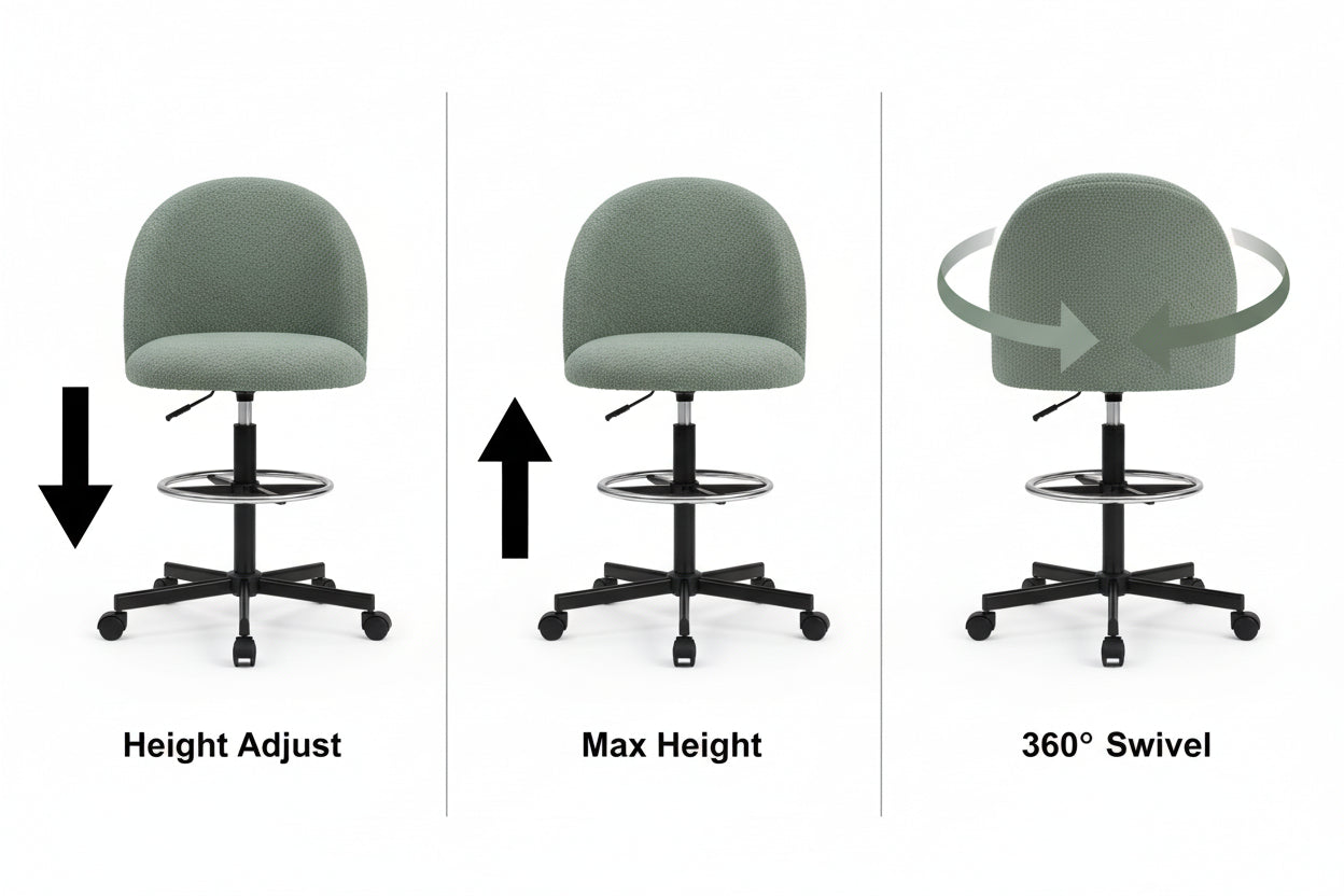 Extra Wide Swivel Bar Chair SGS-Certified Gas Lift 24cm Adjustment