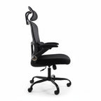 High-Back Black Mesh Office Chair Headrest Side Profile Tilt Backrest