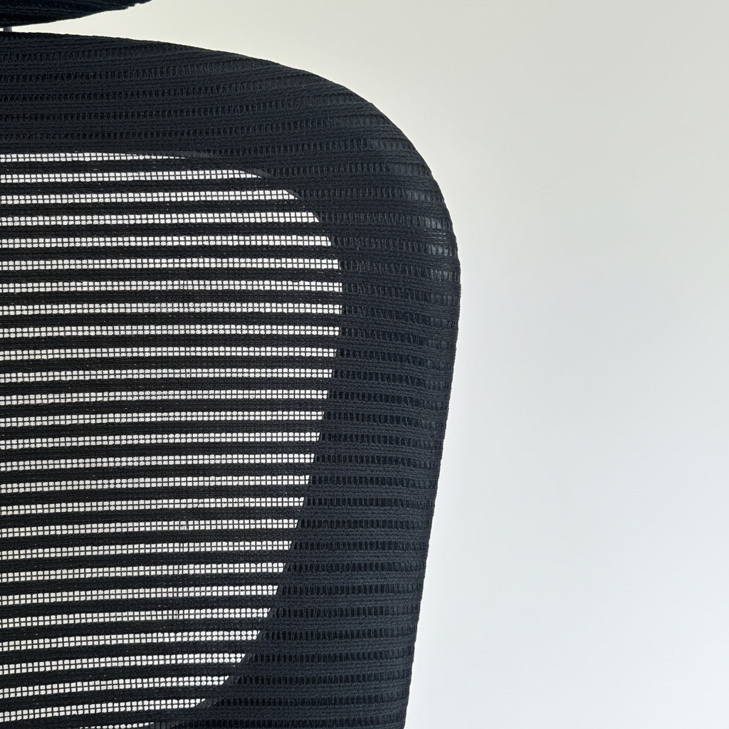High-Back Black Mesh Office Chair Oval Adjustable Headrest Neck Support