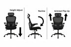 High-Back Black Mesh Office Chair Tilt Backrest Locking Position Relaxation