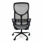 High-Back Mesh Office Chair Grey Back View Professional Workspace