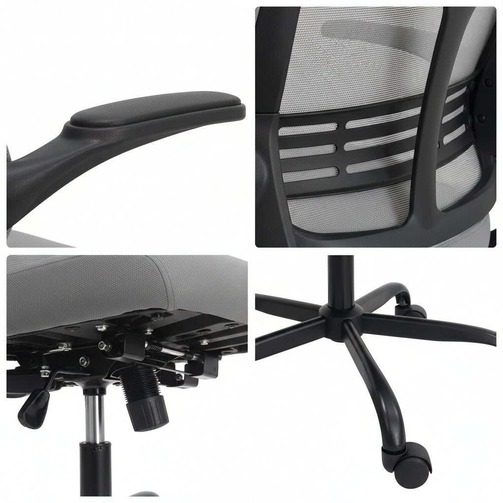 High-Back Mesh Office Chair 35cm Widened Metal Base PU Casters