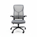 High-Back Mesh Office Chair Grey Front View Professional Workspace