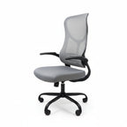 High-Back Mesh Office Chair Grey 45 Degree Angle Home Office