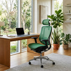 Aerovith Ergonomic Mesh Office Chair Green Corporate Executive Glass Desk