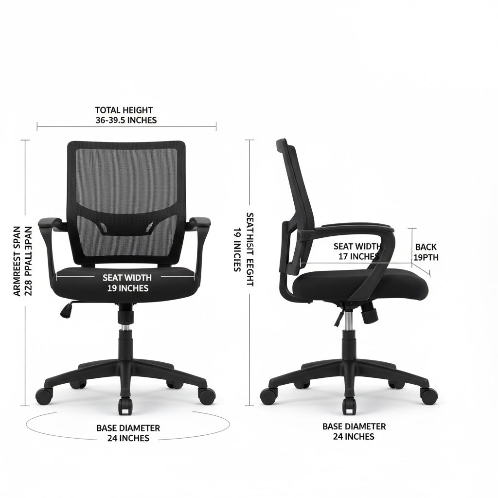 Mid-Back Mesh Office Chair measurement