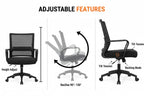 Mid-Back Striped Mesh Office Chair Tilt Backrest 1 Locking Position