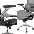 Aerovith Ergonomic Mesh Office Chair Grey 5D Armrests Typing Posture