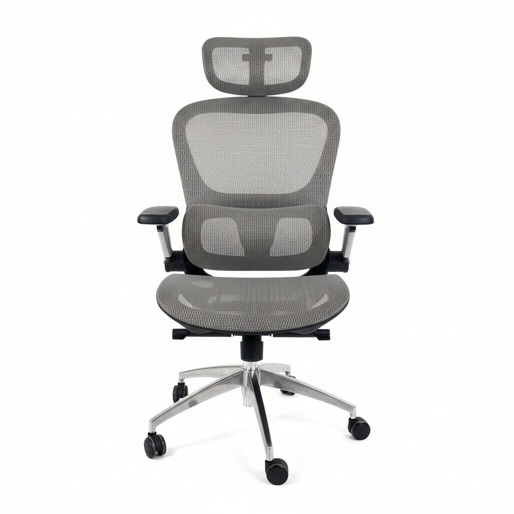  Aerovith Ergonomic Mesh Office Chair Light Grey Front View Professional Workspace