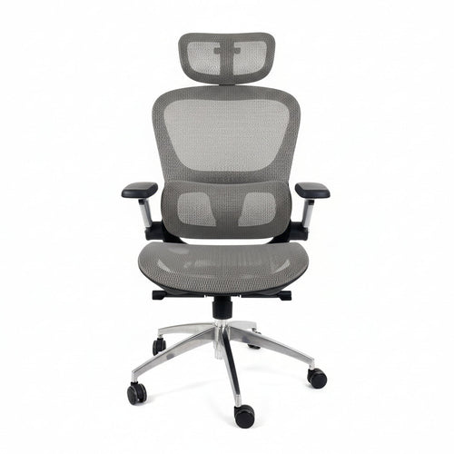 Aerovith Ergonomic Mesh Office Chair Light Grey Front View Professional Workspace