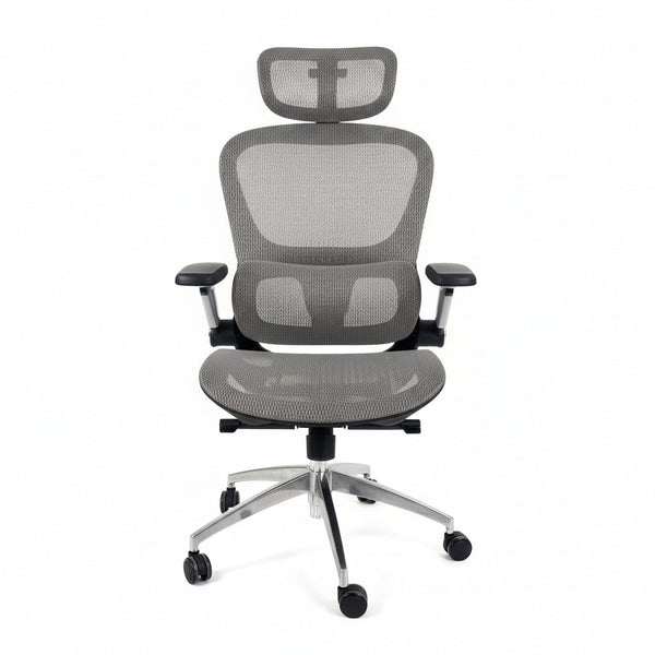  Aerovith Ergonomic Mesh Office Chair Light Grey Front View Professional Workspace