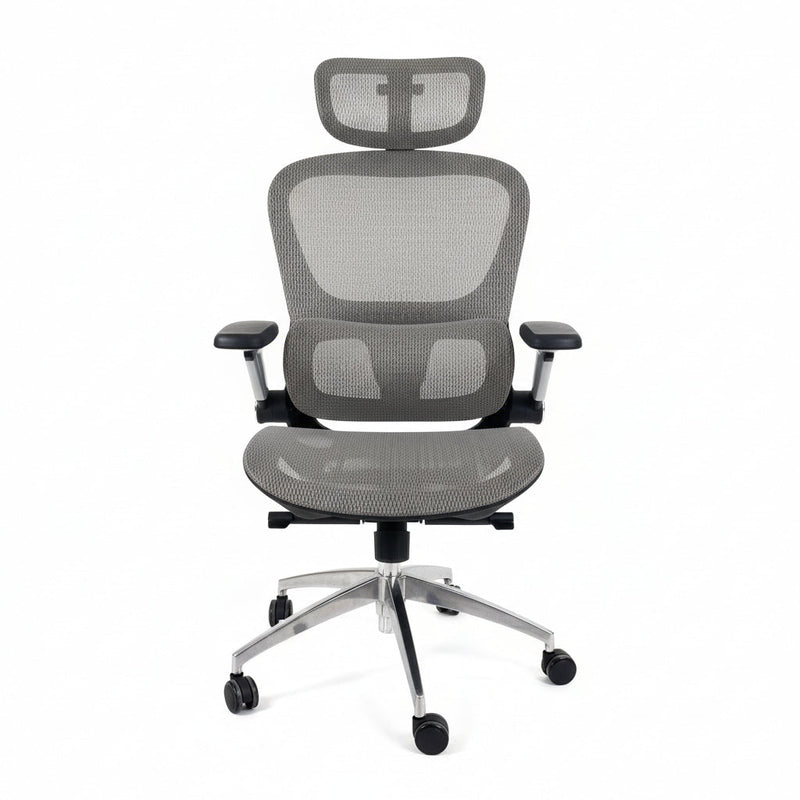  Aerovith Ergonomic Mesh Office Chair Light Grey Front View Professional Workspace