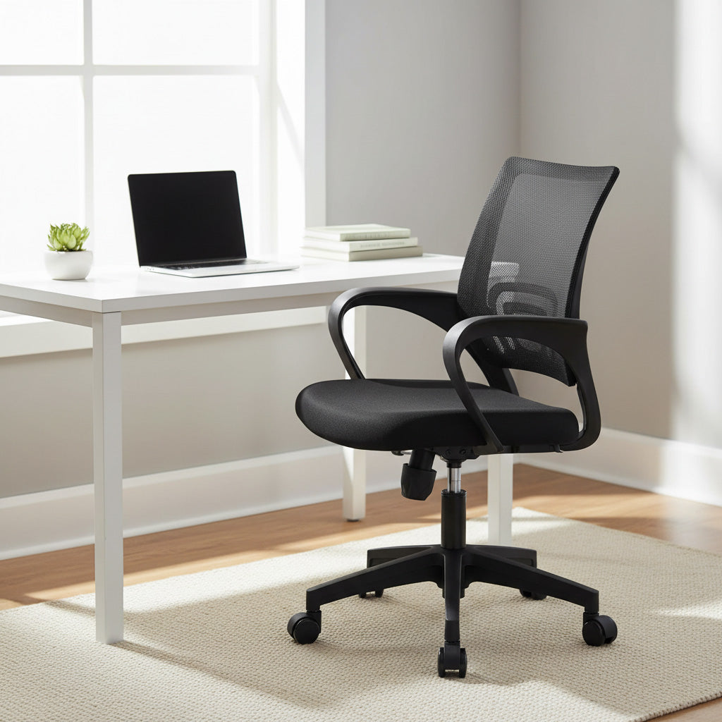 id-Back Mesh Office Chair Black Modern Home Office Setup