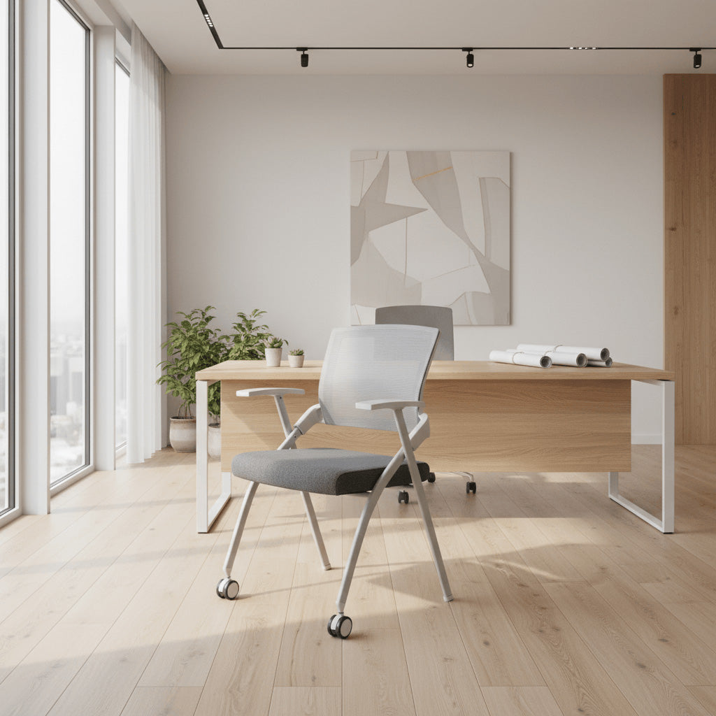 Aerovith Folding Conference Chair with Rolling Casters