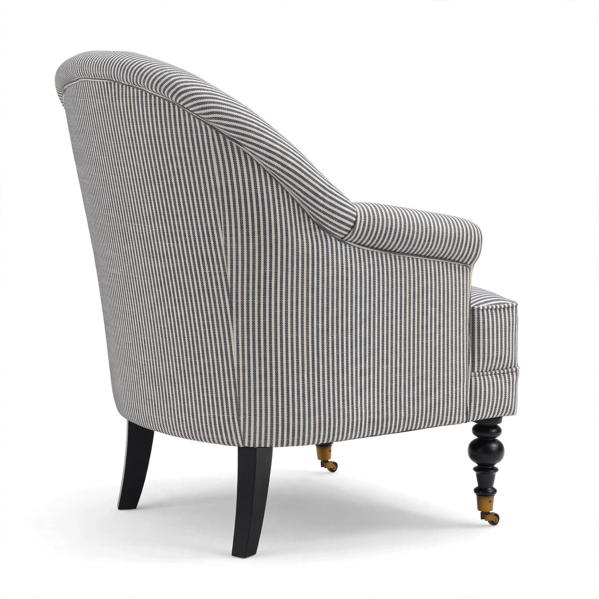 Aerovith pinstripe accent armchair, side and back view