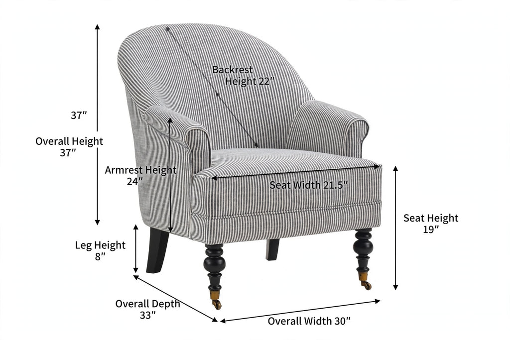 Aerovith pinstripe accent armchair dimensions