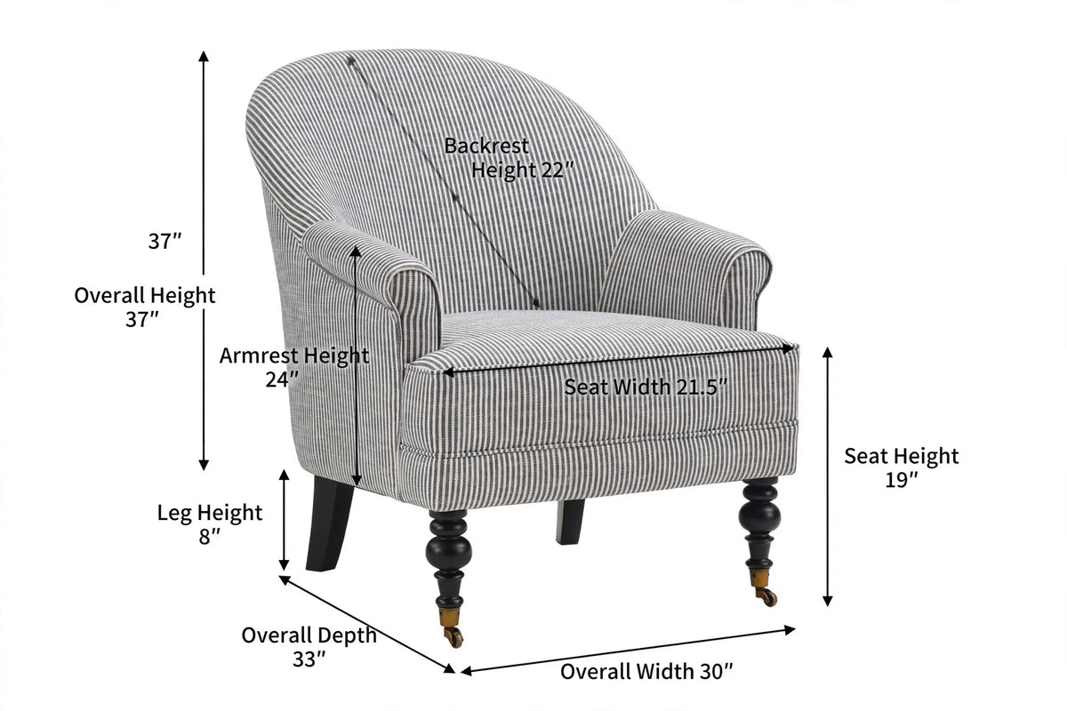Aerovith pinstripe accent armchair dimensions