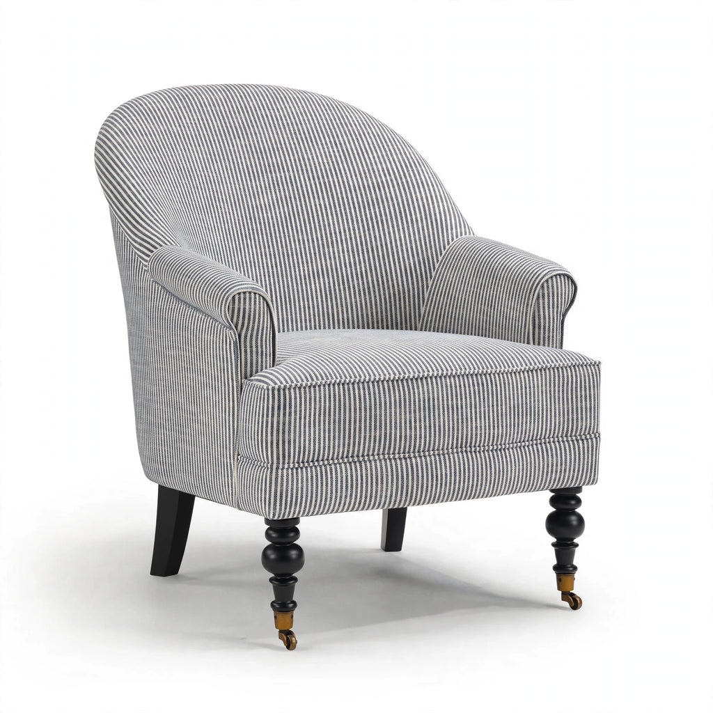 Aerovith pinstripe accent armchair, front three-quarter view