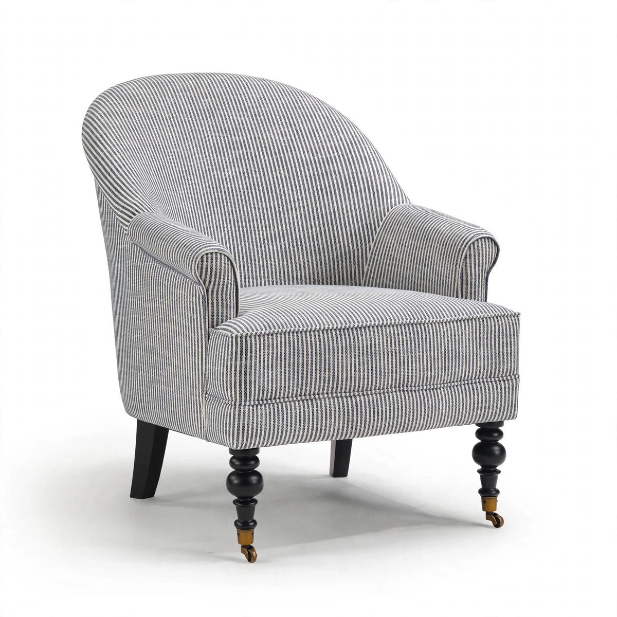 Aerovith pinstripe accent armchair, front three-quarter view