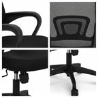 Mid-Back Mesh Office Chair 32cm Metal 5-Star Base PU Casters