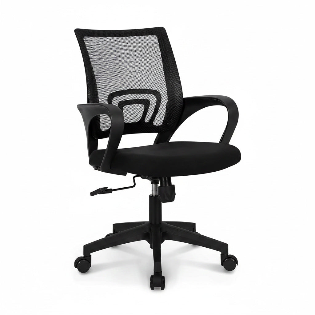 Mid-Back Mesh Office Chair Black 45 Degree Angle Home Office Desk