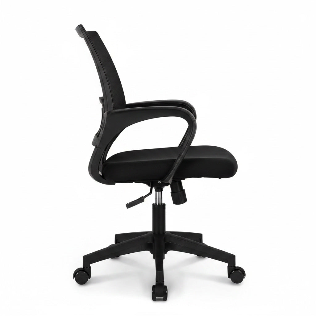  mid-Back Mesh Office Chair Black Side Profile Tilt Backrest